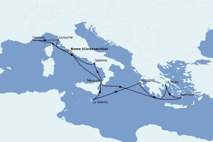 Itinerario del crucero Mediterráneo 10 días a bordo del Norwegian Epic