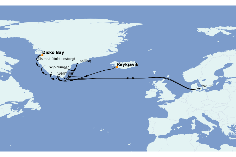 Itinerario del crucero Polo Norte 13 días a bordo del Le Lyrial