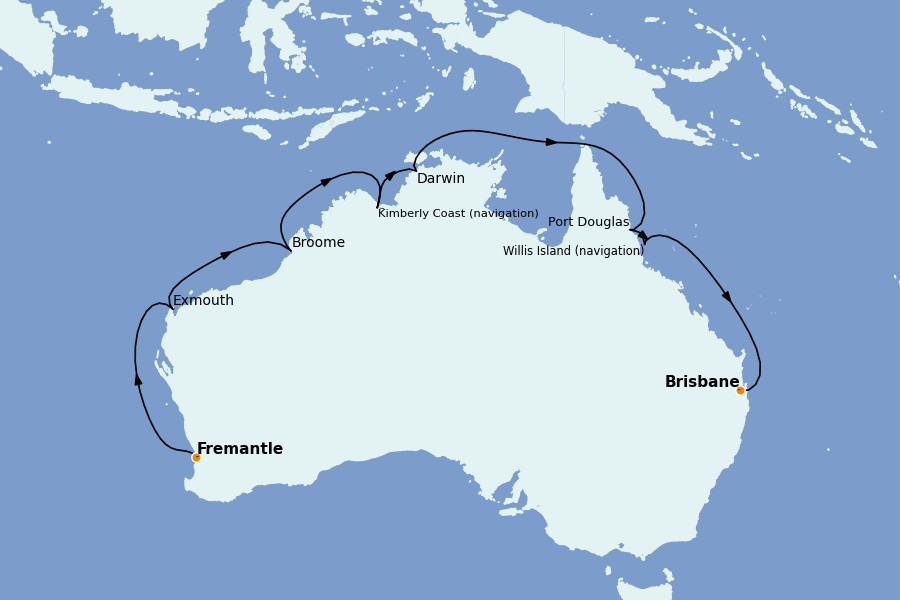 Itinerario del crucero AUSTRALIA Y NUEVA ZELANDA 15 días a bordo del Crown Princess