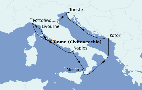 Itinerario del crucero Mediterráneo 9 días a bordo del Celebrity Constellation