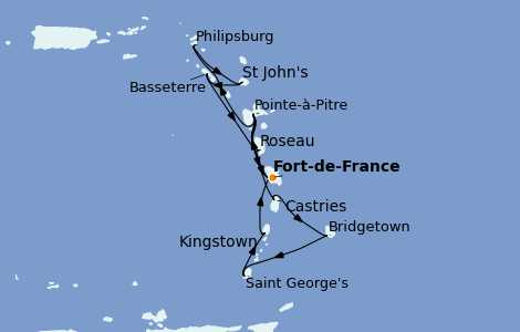 Itinerario del crucero Caribe del Este 14 días a bordo del MSC Seaside