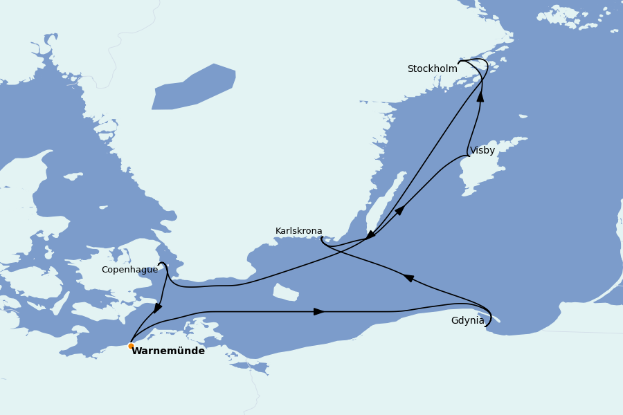 Itinerario del crucero Mar Báltico 7 días a bordo del MSC Poesia