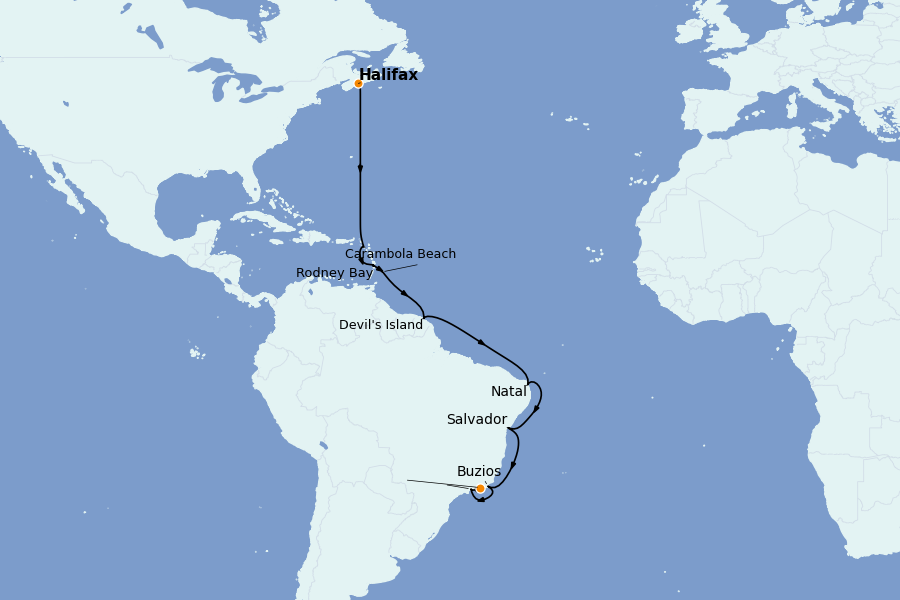 Itinerario del crucero Caribe del Este (Antillas) 24 días a bordo del Seabourn Venture