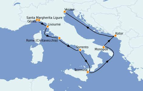 Itinerario del crucero Mediterráneo 11 días a bordo del Azamara Journey