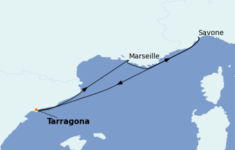 Itinerario del crucero Mediterráneo 4 días a bordo del Costa Favolosa