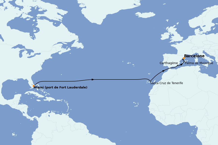 Itinerario del crucero Mediterráneo 14 días a bordo del Sun Princess