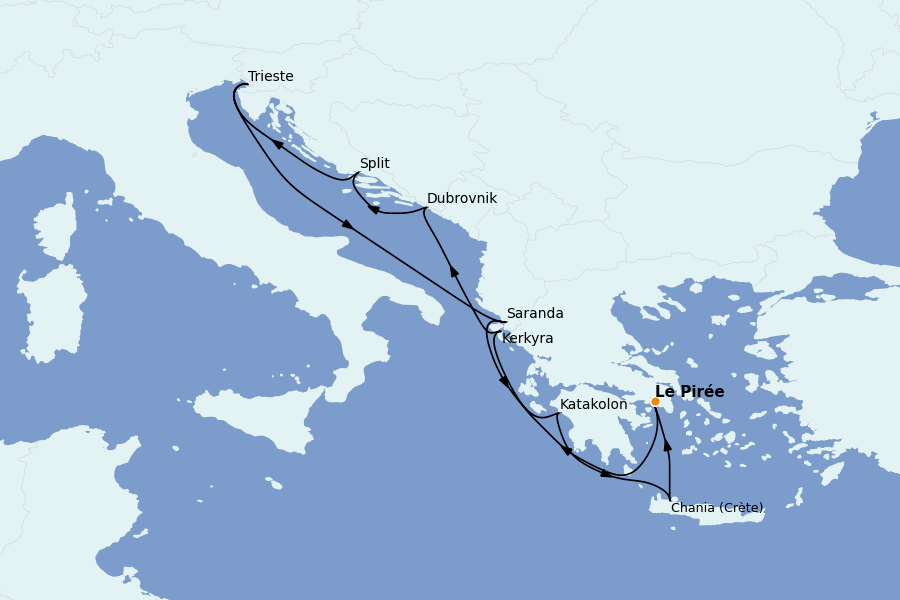 Itinerario del crucero Grecia y Adriático 10 días a bordo del Ms Oosterdam