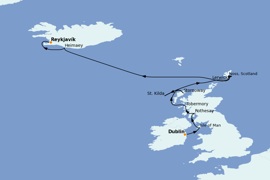Itinerario del crucero Islas Británicas 10 días a bordo del Seabourn Venture