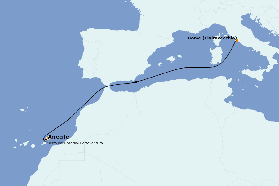 Itinéraire de la croisière Méditerranée Occidentale 5 jours à bord du MSC Fantasia