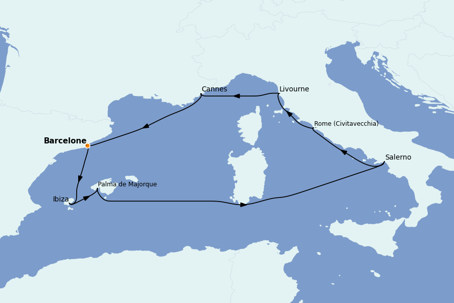 Itinerario del crucero Mediterráneo 9 días a bordo del Norwegian Breakaway