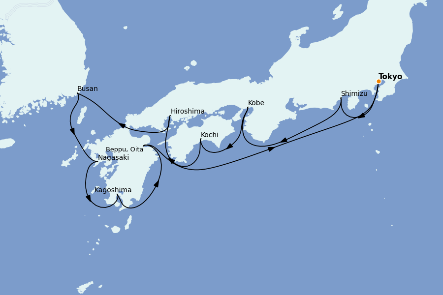 Itinerario del crucero China, Japón, Hong Kong, Taiwán, Corea del Sur 11 días a bordo del Seven Seas Explorer