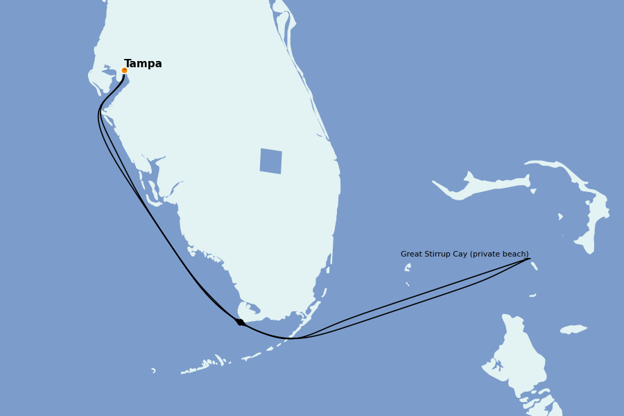 Itinéraire de la croisière Bahamas 4 jours à bord du Norwegian Star
