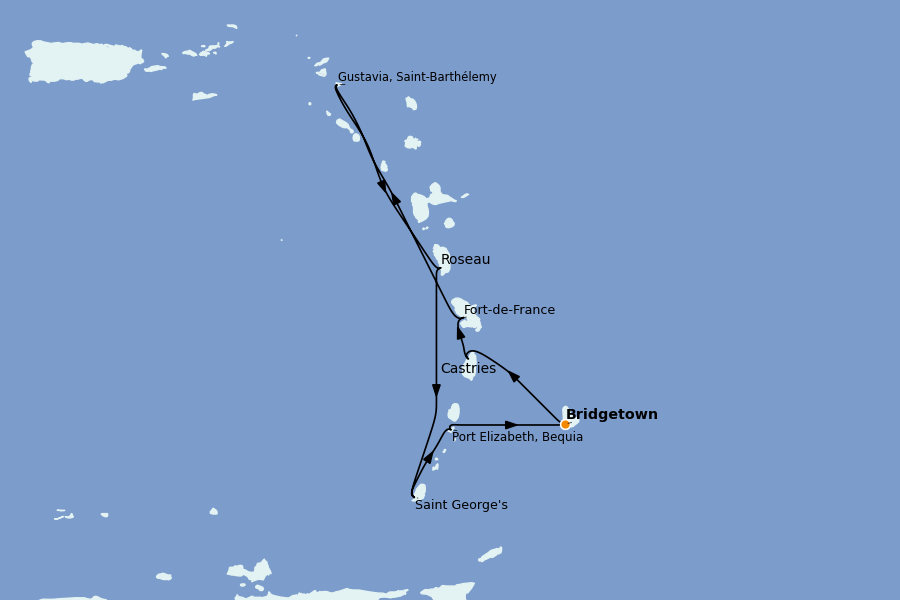 Itinerario del crucero Caribe del Este 7 días a bordo del Silver Spirit