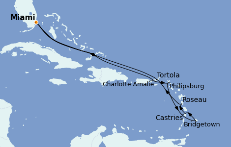 Itinerario del crucero Caribe del Este 12 días a bordo del Azamara Quest