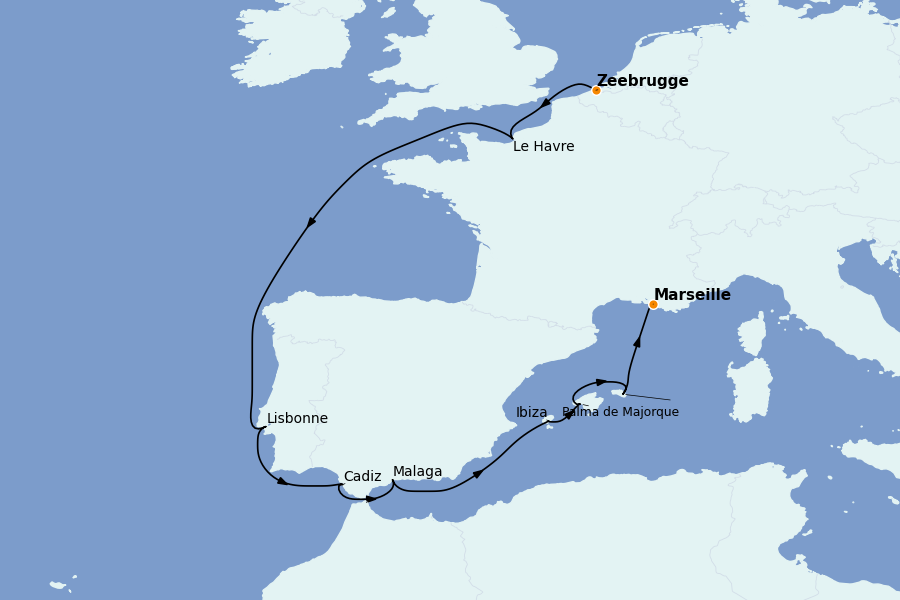 Itinerario del crucero Mediterráneo 12 días a bordo del Renaissance