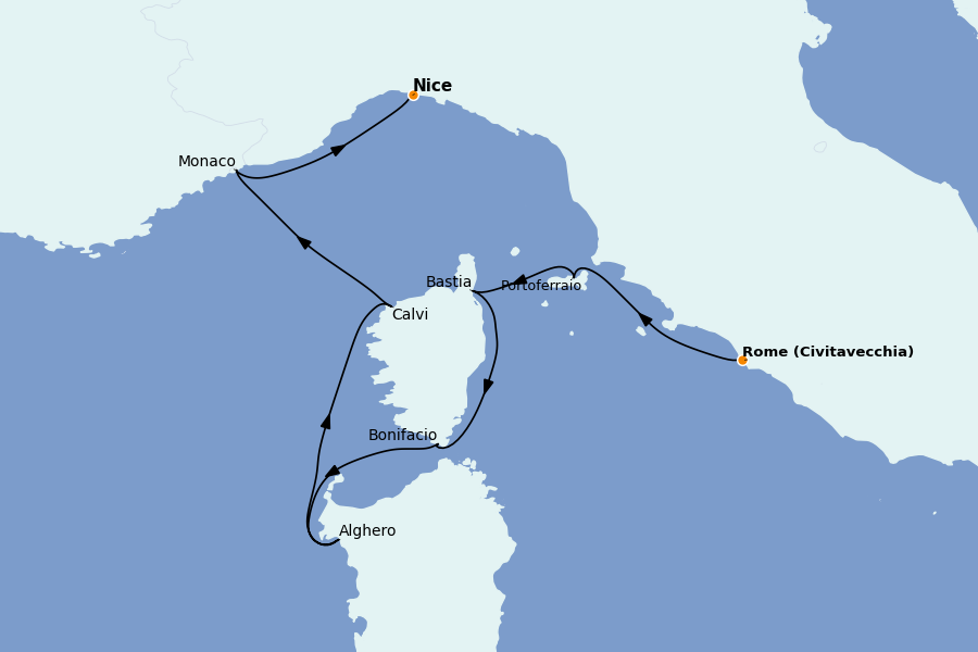 Itinerario del crucero Mediterráneo 7 días a bordo del Royal Clipper