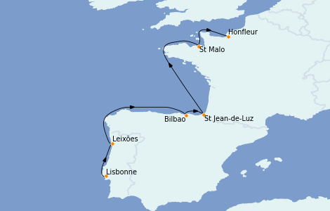 Itinerario del crucero Atlántico 8 días a bordo del Le Boréal