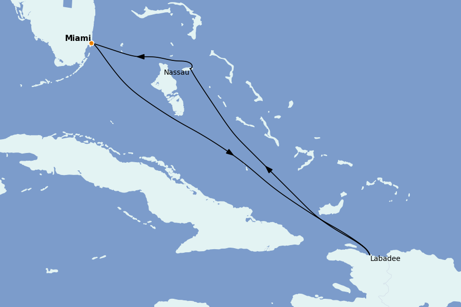 Itinéraire de la croisière Caraïbes de l'Est (Antilles) 5 jours à bord du Freedom of the Seas