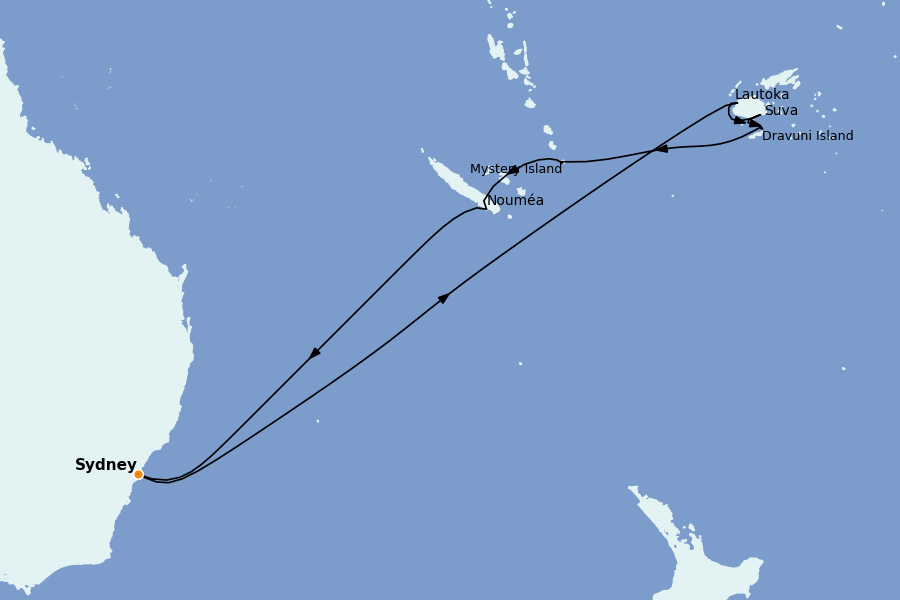 Itinéraire de la croisière AUSTRALIE ET NOUVELLE-ZÉLANDE 13 jours à bord du Grand Princess