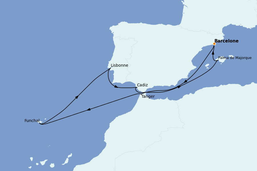 Itinerario del crucero Mediterráneo Occidental 11 días a bordo del Celebrity Xcel