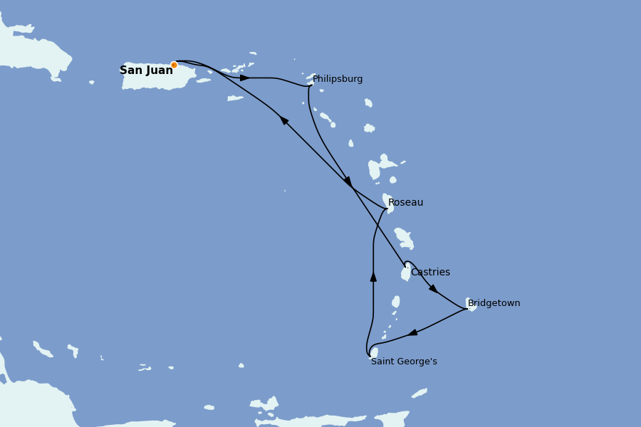 Itinerario del crucero Caribe del Este 7 días a bordo del Grand Princess