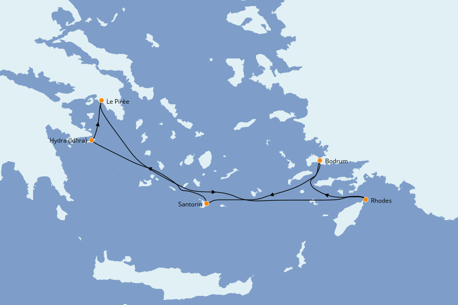 Itinerario del crucero Grecia y Adriático 7 días a bordo del Star Flyer