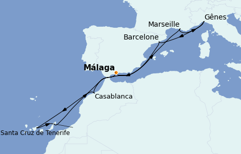 Itinerario del crucero Mediterráneo 11 días a bordo del MSC Magnifica