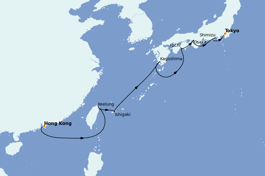 Itinerario del crucero China, Japón, Hong Kong, Taiwán, Corea del Sur 12 días a bordo del Seabourn Encore