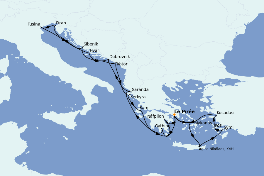 Itinerario del crucero Mediterráneo Occidental 21 días a bordo del Seabourn Quest