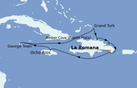 Itinerario del crucero Caribe del Este 10 días a bordo del Costa Pacifica