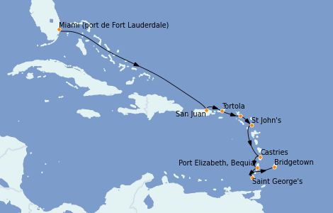 Itinerario del crucero Caribe del Este 10 días a bordo del Silver Spirit
