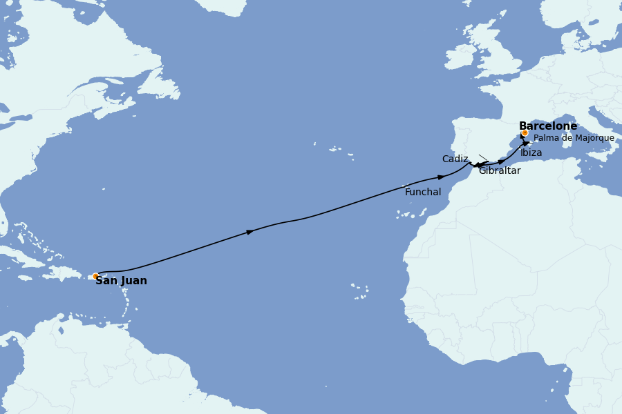 Itinerario del crucero Mediterráneo Occidental 14 días a bordo del Norwegian Epic