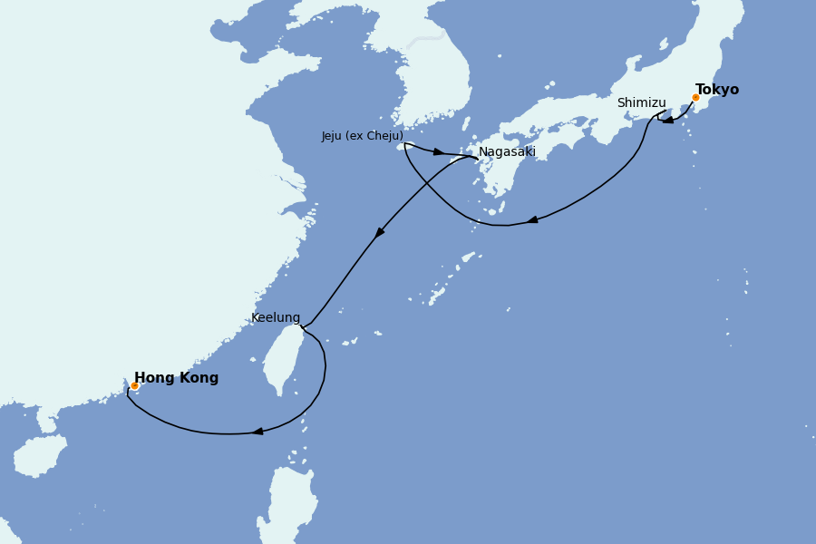 Itinerario del crucero Asia 9 días a bordo del Silver Moon