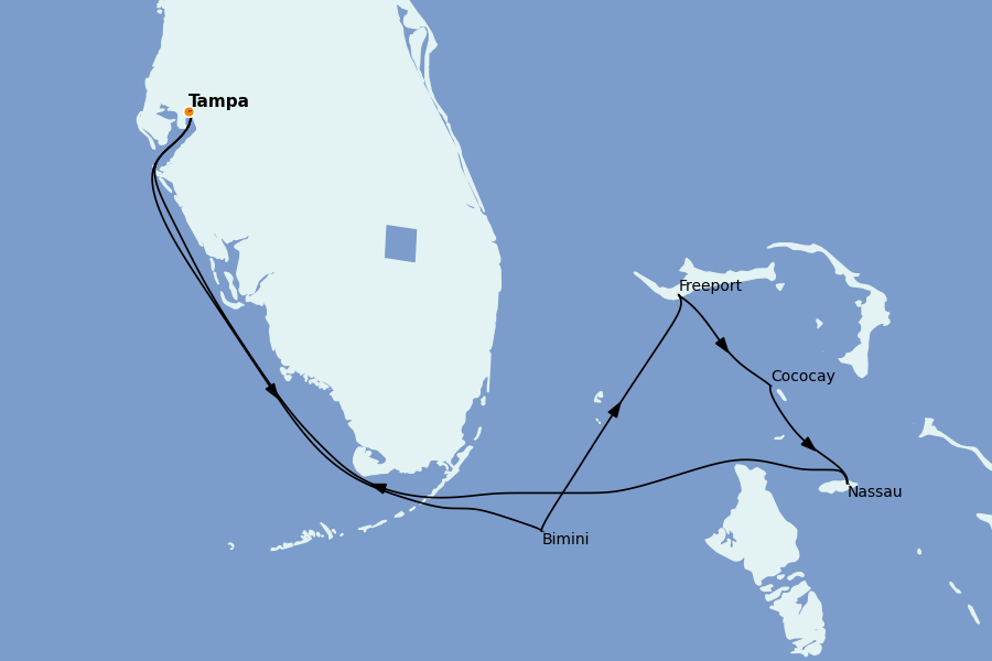 Itinerario del crucero Bahamas 7 días a bordo del Grandeur of the Seas