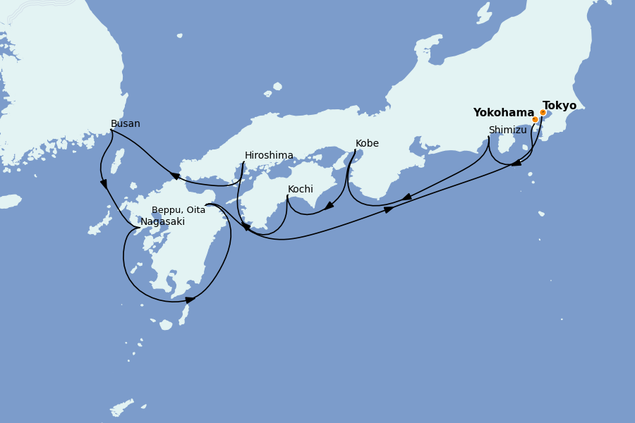 Itinéraire de la croisière Chine, Japon, Hong Kong, Taïwan, Corée du Sud 11 jours à bord du Seven Seas Explorer