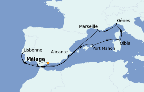 Itinerario del crucero Mediterráneo 10 días a bordo del MSC Orchestra