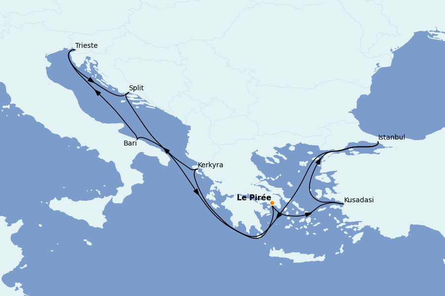 Itinerario del crucero Mediterráneo Occidental 9 días a bordo del MSC Splendida