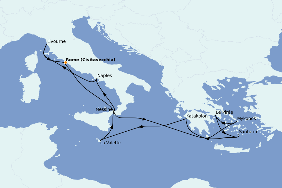 Itinerario del crucero Mediterráneo 10 días a bordo del Norwegian Epic