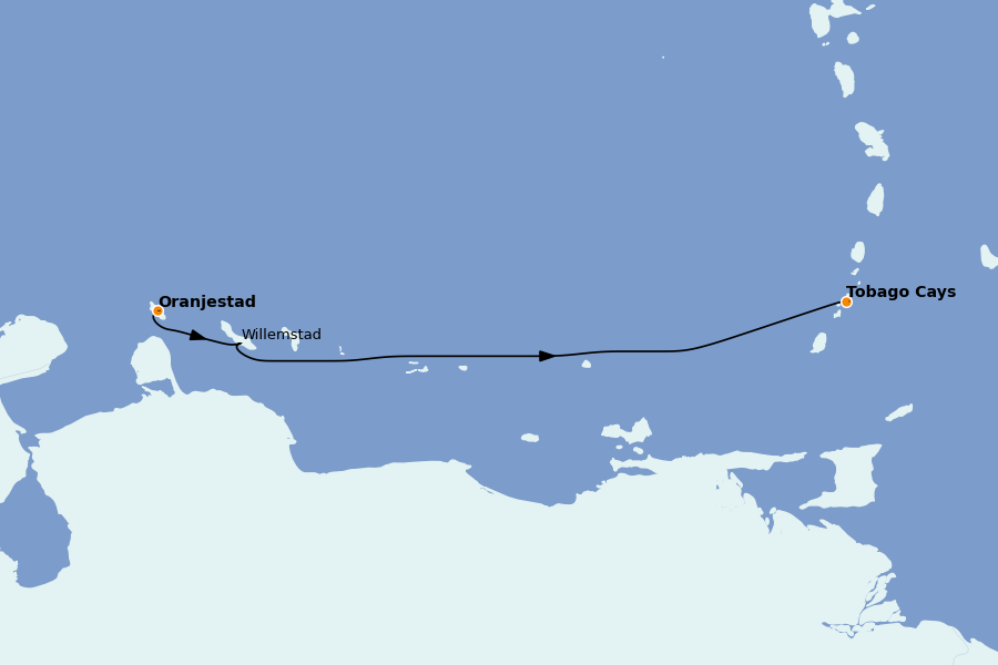 Itinéraire de la croisière Caraïbes de l'Est (Antilles) 10 jours à bord du Star Clipper