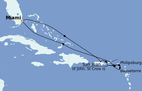 Itinerario del crucero Caribe del Este 11 días a bordo del Azamara Quest