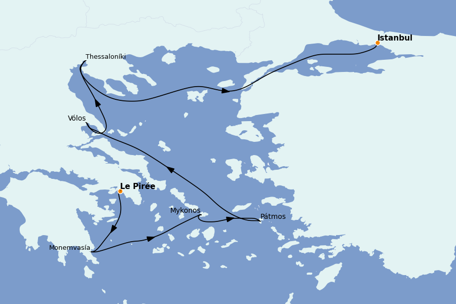 Itinerario del crucero Grecia y Adriático 7 días a bordo del Explora I