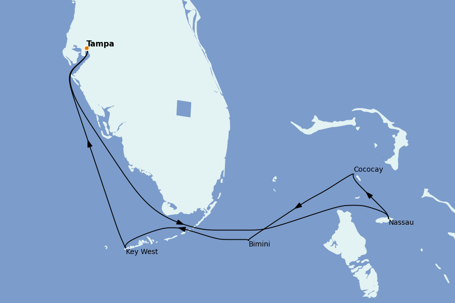 Itinerario del crucero Bahamas 7 días a bordo del Grandeur of the Seas