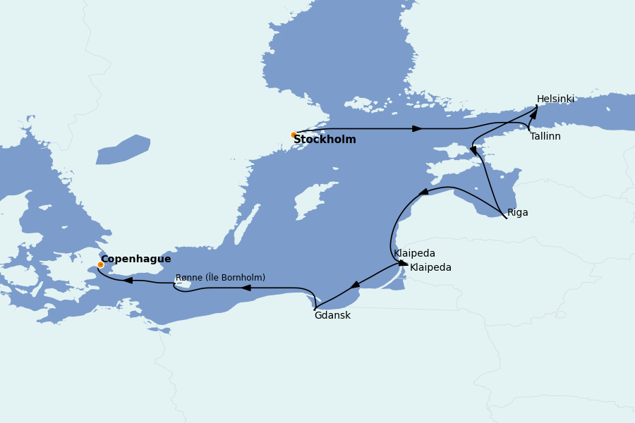 Itinerario del crucero Mar Báltico 7 días a bordo del Silver Dawn
