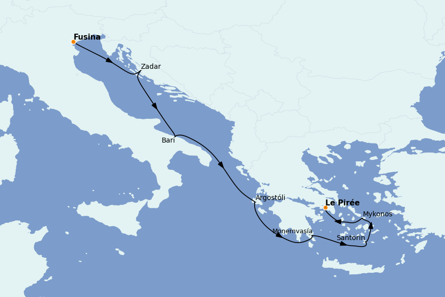 Itinerario del crucero Mediterráneo Occidental 7 días a bordo del Seven Seas Prestige