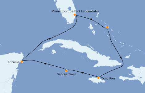 Itinerario del crucero Caribe del Oeste 7 días a bordo del Ms Eurodam