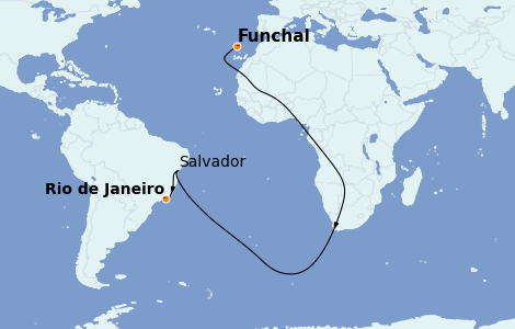 Itinerario del crucero Suramérica 9 días a bordo del MSC Armonia
