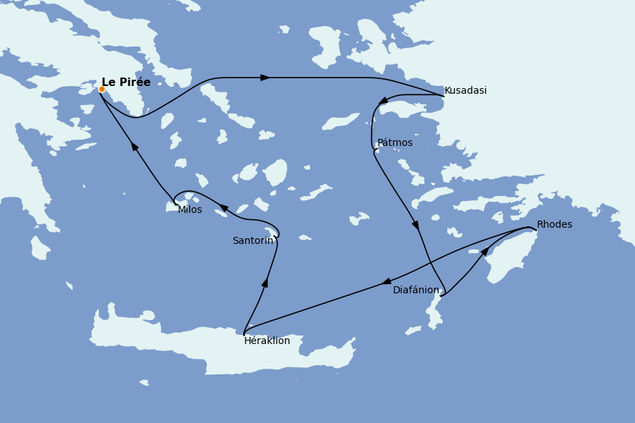 Itinéraire de la croisière Îles Grecques, Adriatique et Turquie - Méditerranée Orientale 7 jours à bord du Le Dumont d'Urville