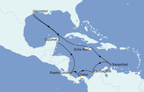 Itinerario del crucero Caribe del Oeste 14 días a bordo del Carnival Dream