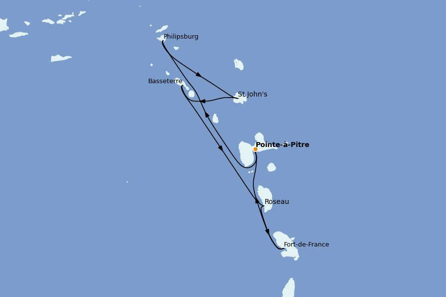 Itinerario del crucero Caribe del Este (Antillas) 7 días a bordo del MSC Seaview