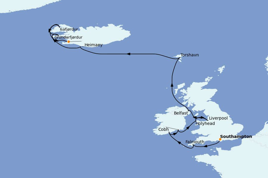 Itinerario del crucero Mar Báltico y Mar del Norte 14 días a bordo del Seven Seas Grandeur